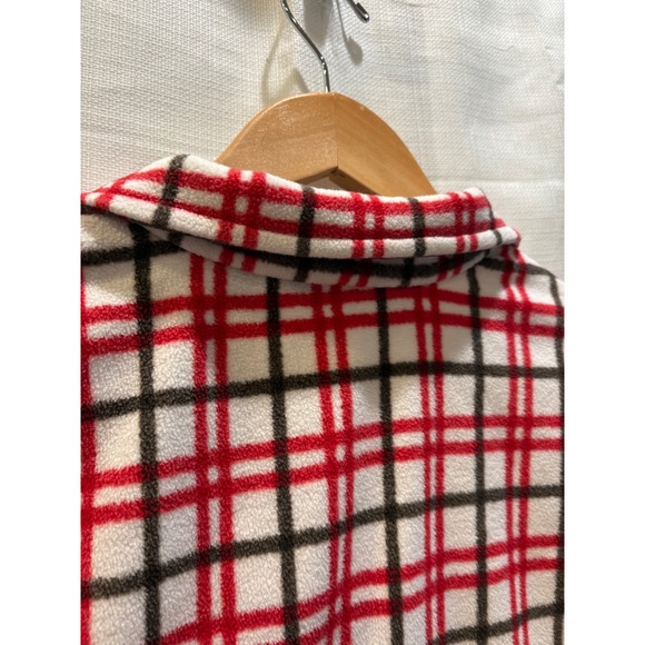 Lands End Red Plaid Fleece Quarter Zip Pullover Sweater Womens Large 14-16 - Picture 8 of 8